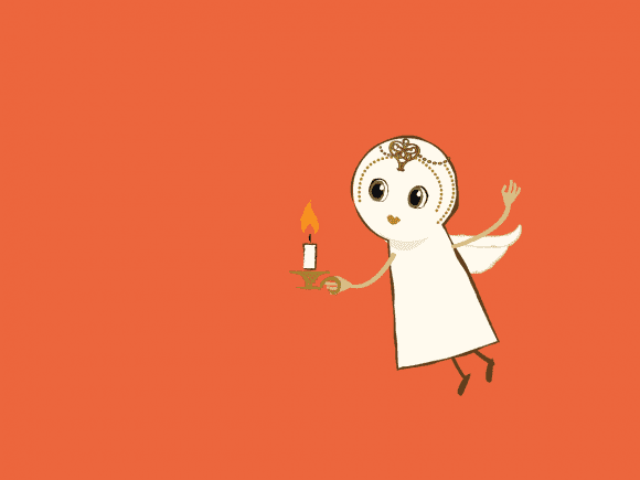 Nova Is Lost character flying in from the right holding a candle, with orange background